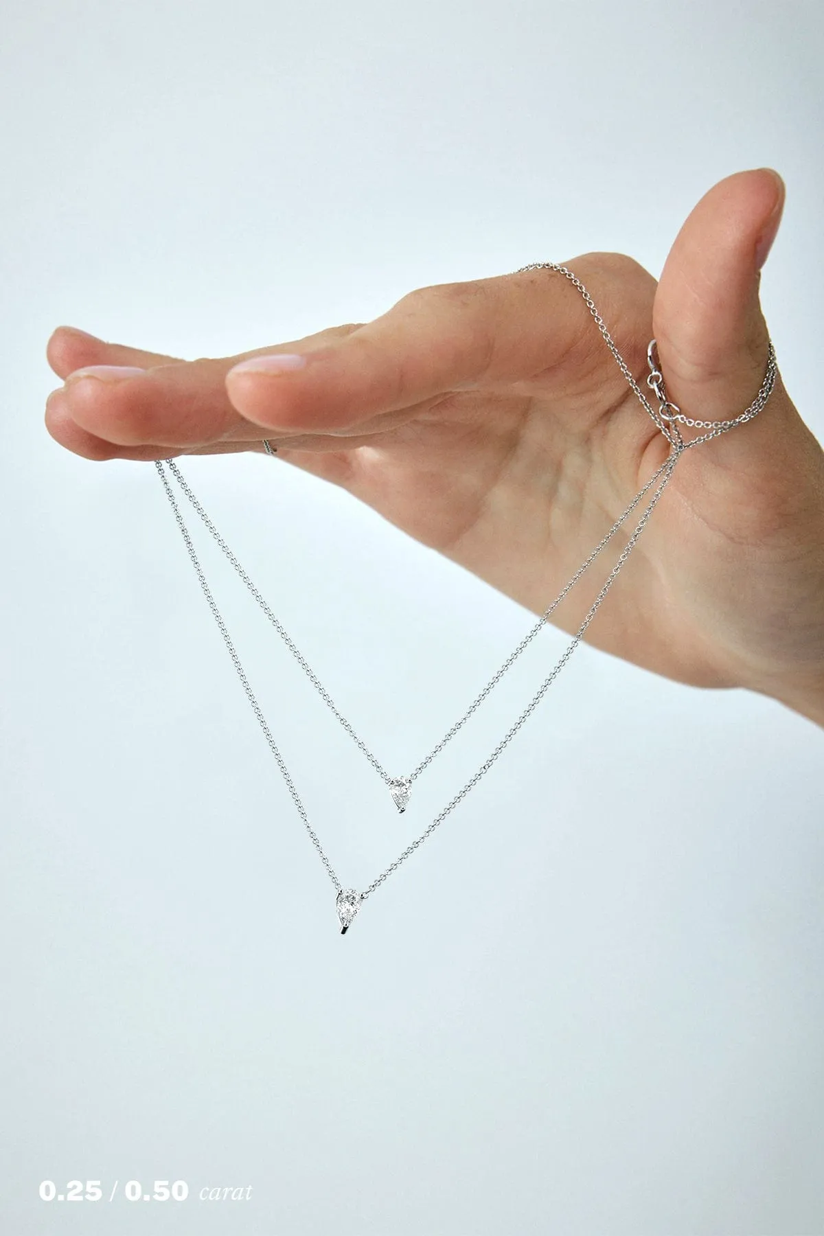 1/2 carat Pear Floating Diamond Necklace