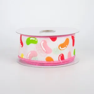 1.5" Jelly Beans Ribbon: Pink & White (10 Yards)