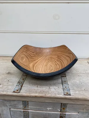 15" SQUARE TWO TONED OAK BOWL