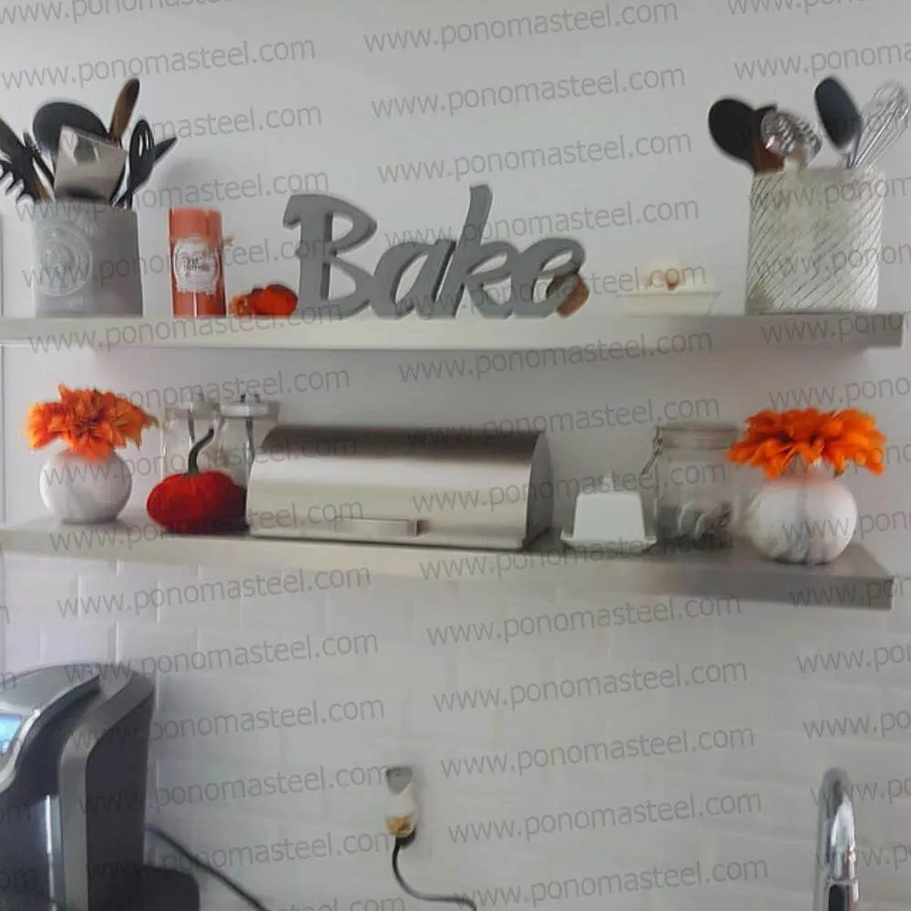 18"x10"x1.5" (cm.46x25.4x3.8) brushed stainless steel floating shelf