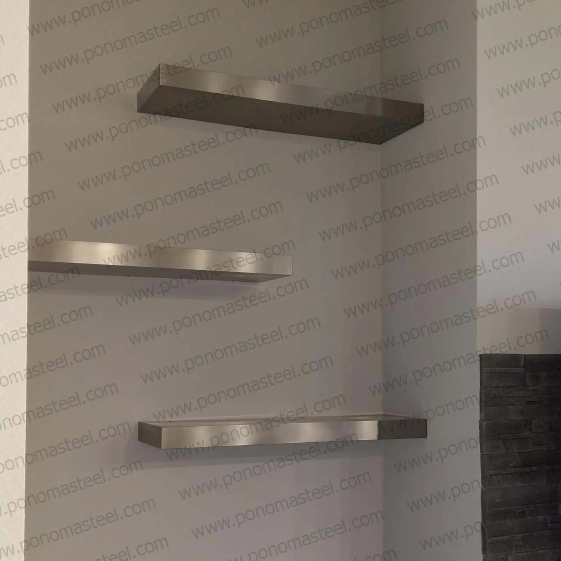 18"x10"x1.5" (cm.46x25.4x3.8) brushed stainless steel floating shelf