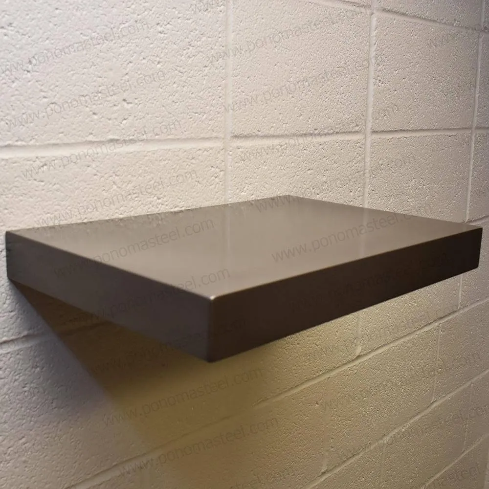 18"x10"x1.5" (cm.46x25.4x3.8) brushed stainless steel floating shelf