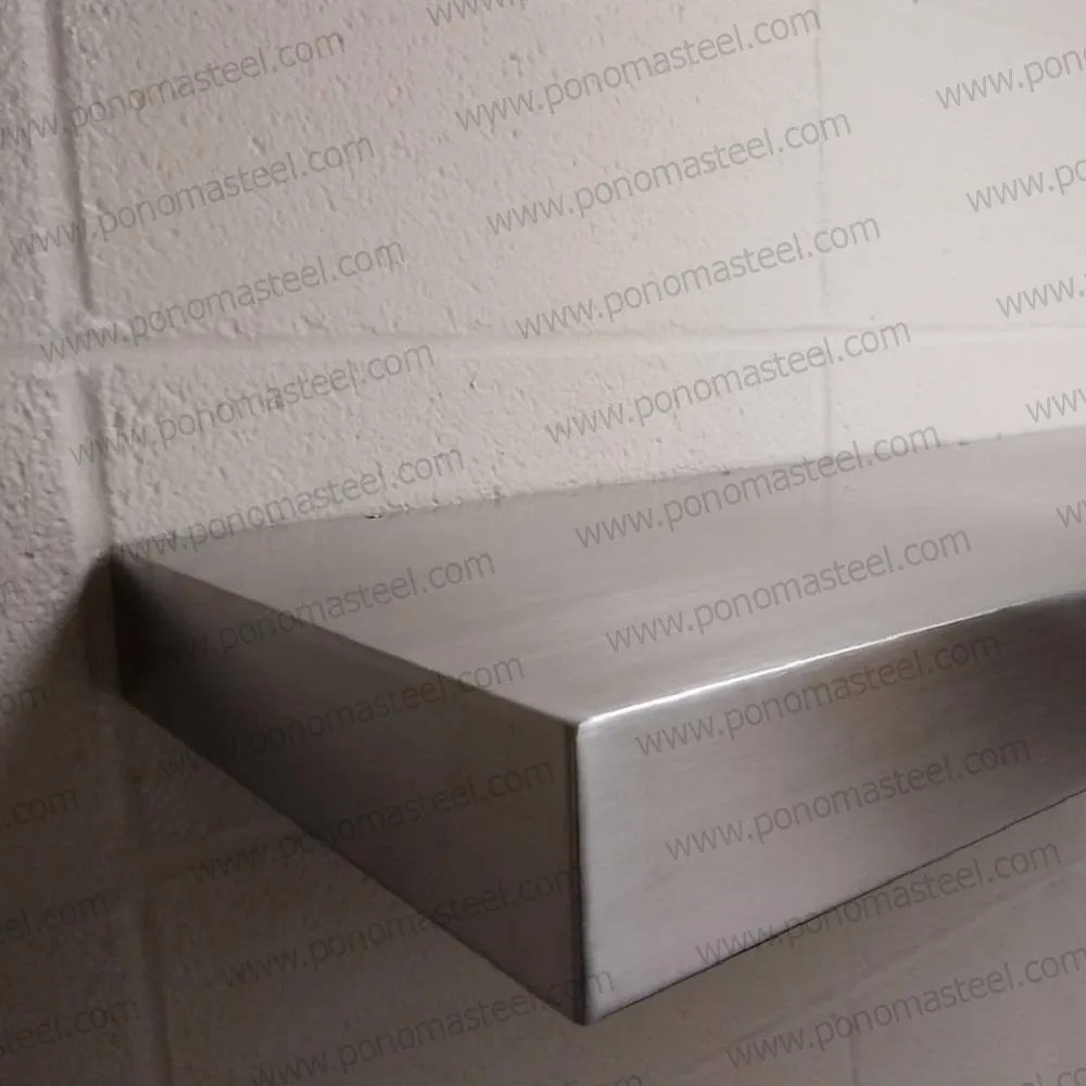 18"x10"x1.5" (cm.46x25.4x3.8) brushed stainless steel floating shelf