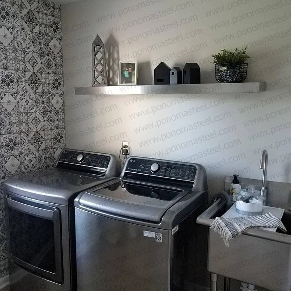 18"x10"x1.5" (cm.46x25.4x3.8) brushed stainless steel floating shelf