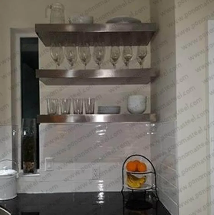 18"x10"x1.5" (cm.46x25.4x3.8) brushed stainless steel floating shelf