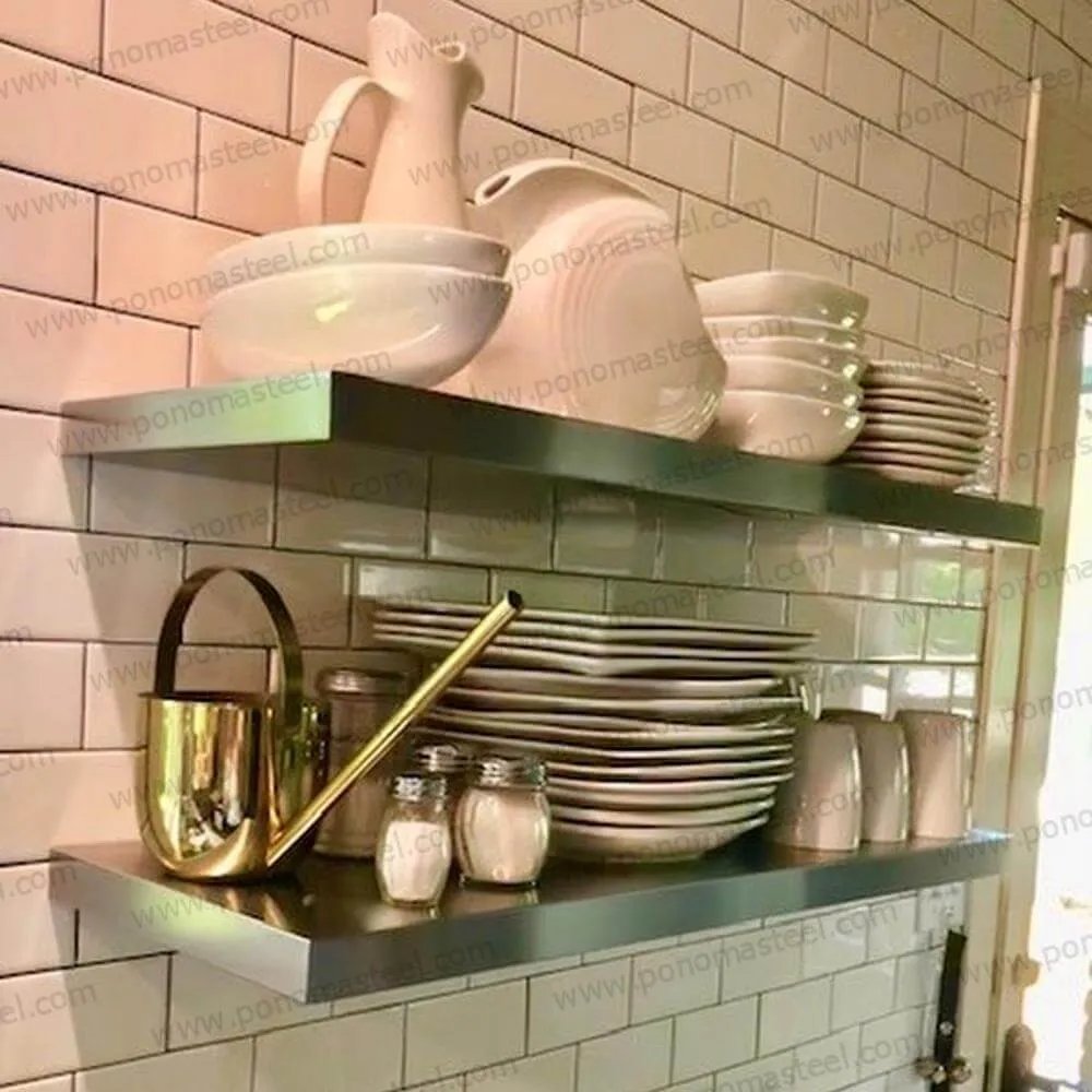 18"x10"x1.5" (cm.46x25.4x3.8) brushed stainless steel floating shelf