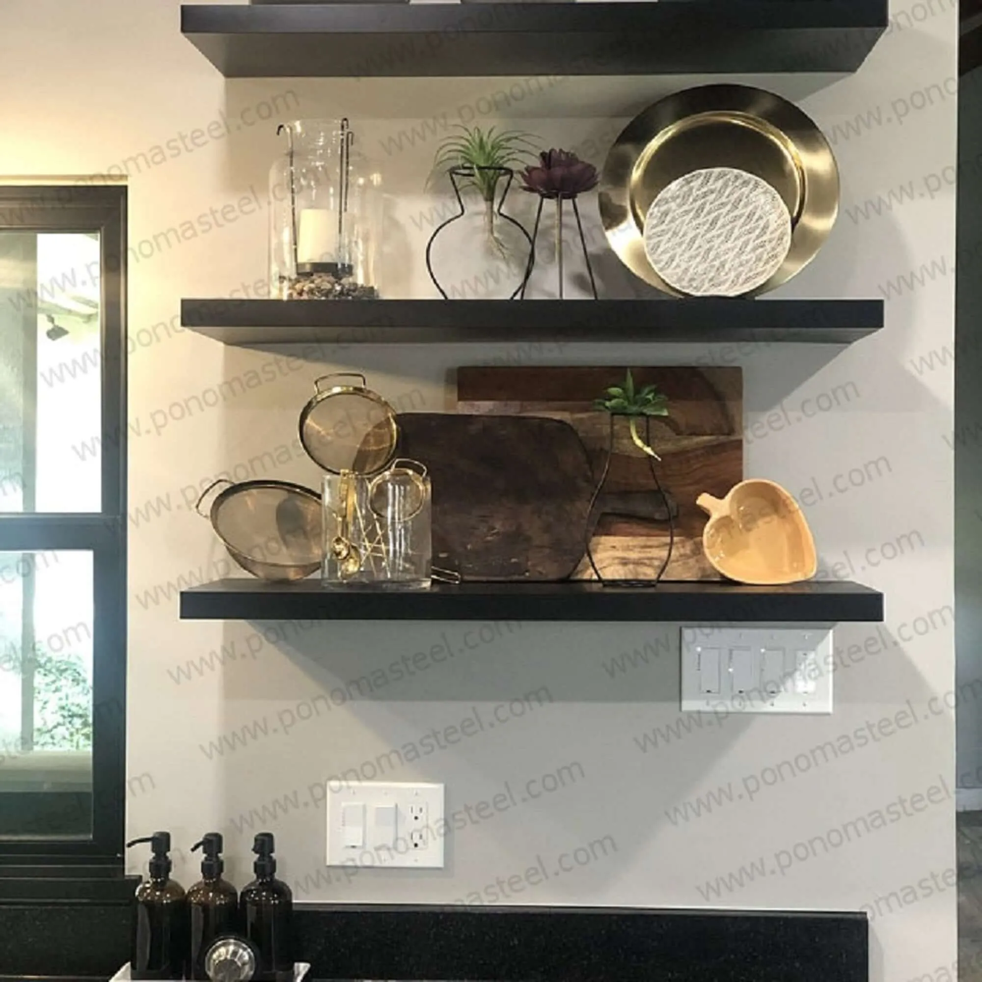 18"x10"x1.5" (cm.46x25.4x3.8) brushed stainless steel floating shelf