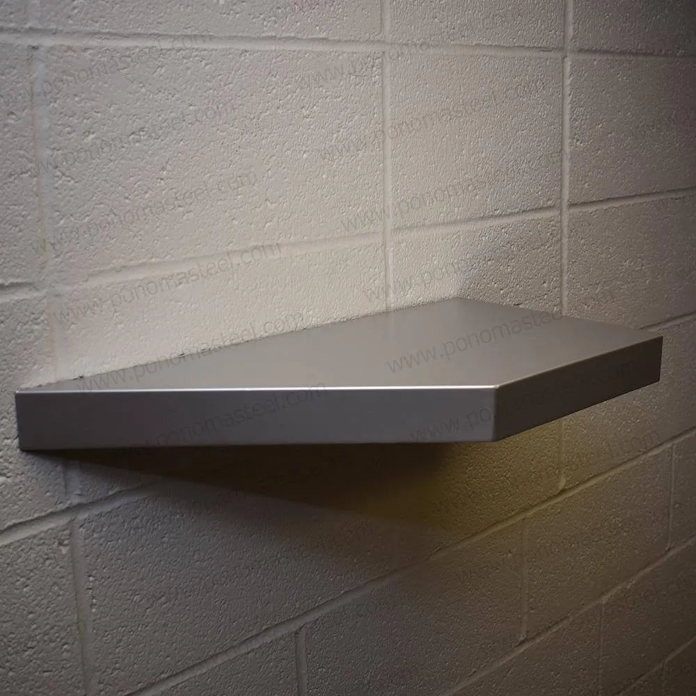 18"x10"x1.5" (cm.46x25.4x3.8) brushed stainless steel floating shelf