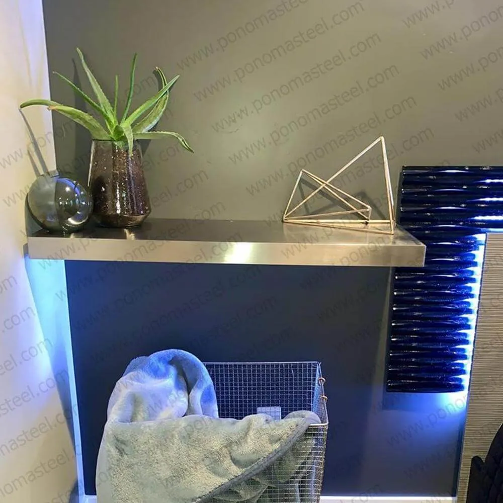 18"x10"x1.5" (cm.46x25.4x3.8) brushed stainless steel floating shelf