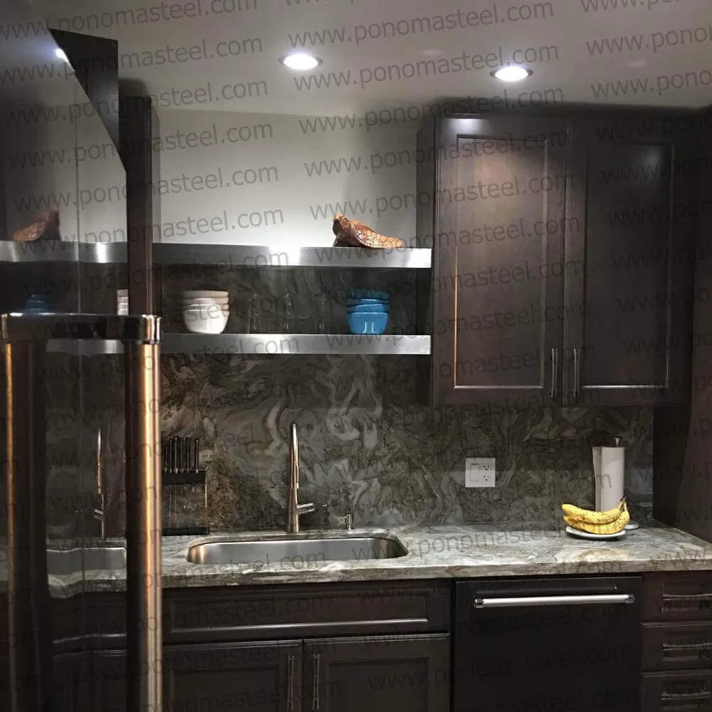 18"x10"x1.5" (cm.46x25.4x3.8) brushed stainless steel floating shelf