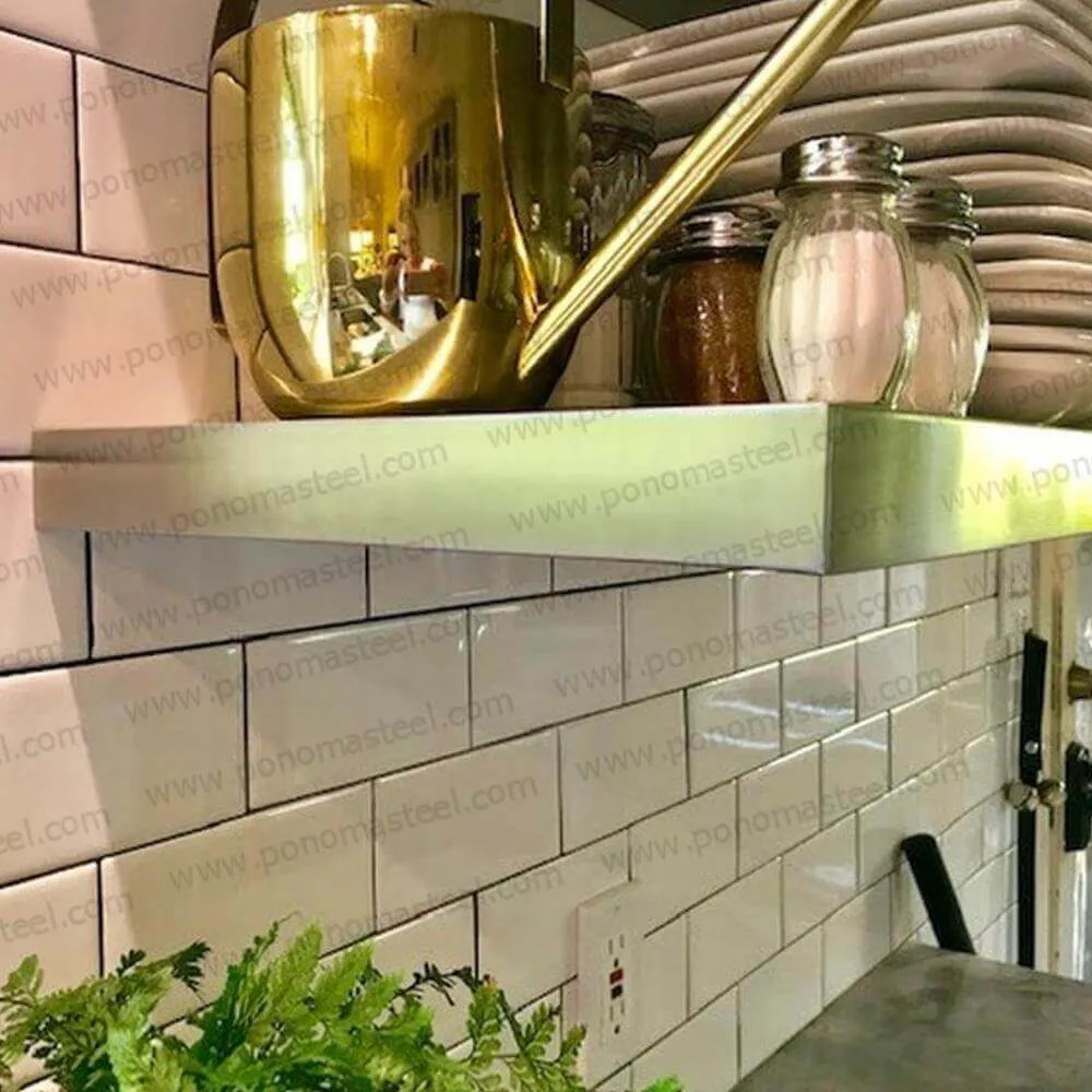 18"x10"x1.5" (cm.46x25.4x3.8) brushed stainless steel floating shelf