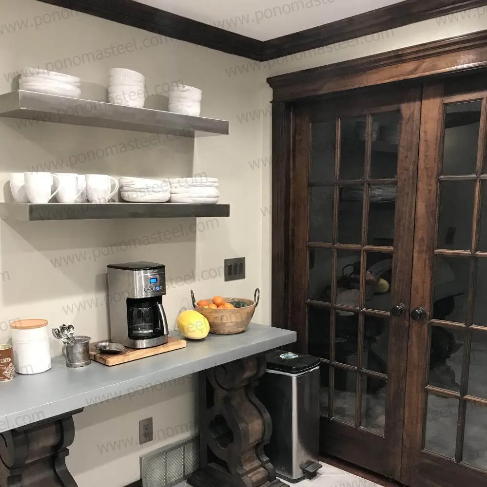 18"x10"x1.5" (cm.46x25.4x3.8) brushed stainless steel floating shelf