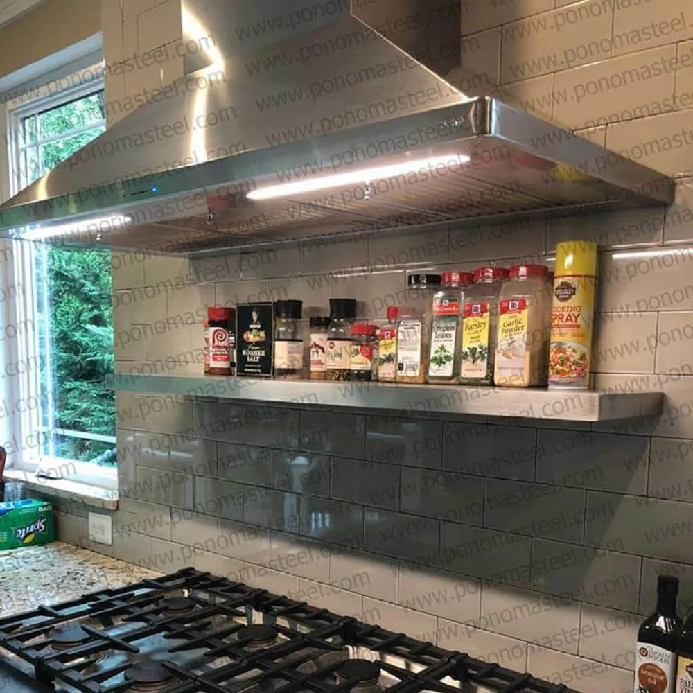 18"x10"x1.5" (cm.46x25.4x3.8) brushed stainless steel floating shelf