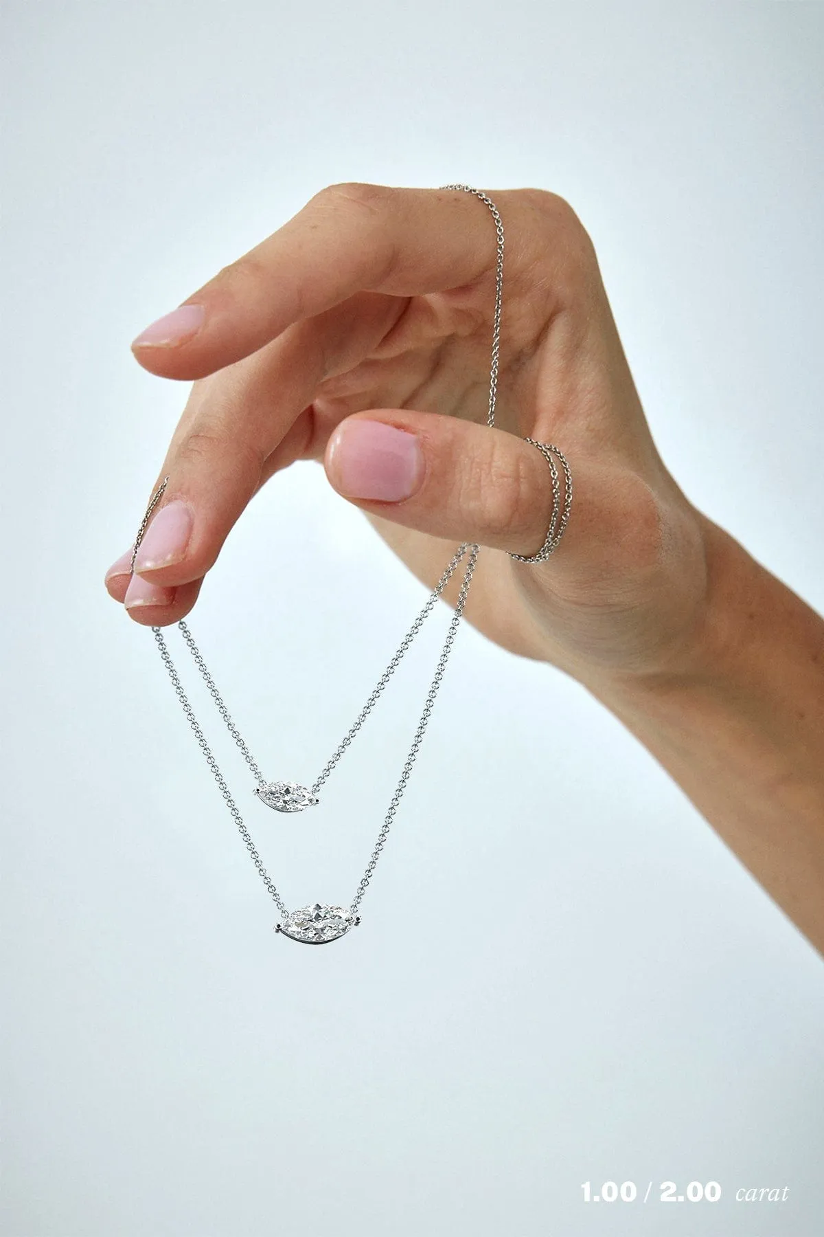 2 carat Marquise Floating Diamond Necklace