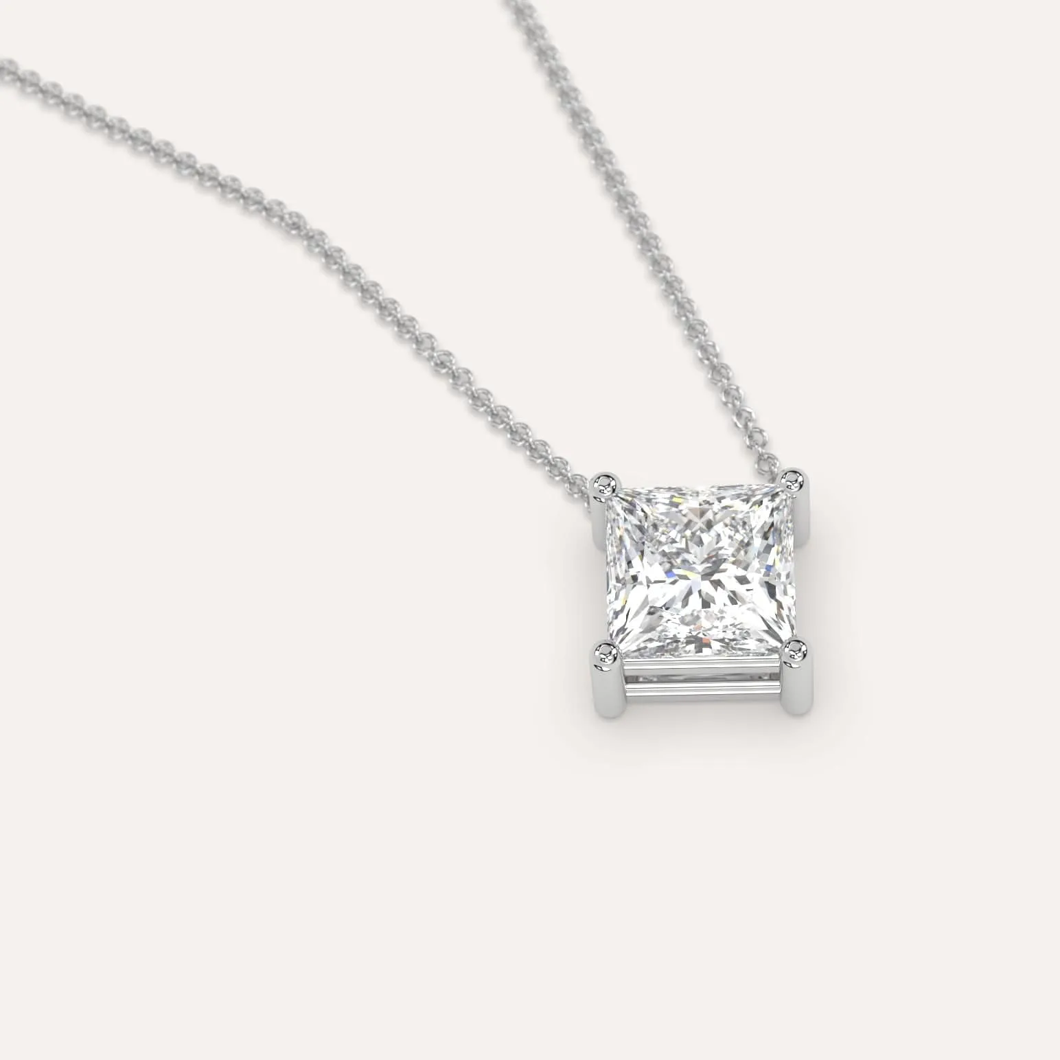 2 carat Princess Floating Diamond Necklace