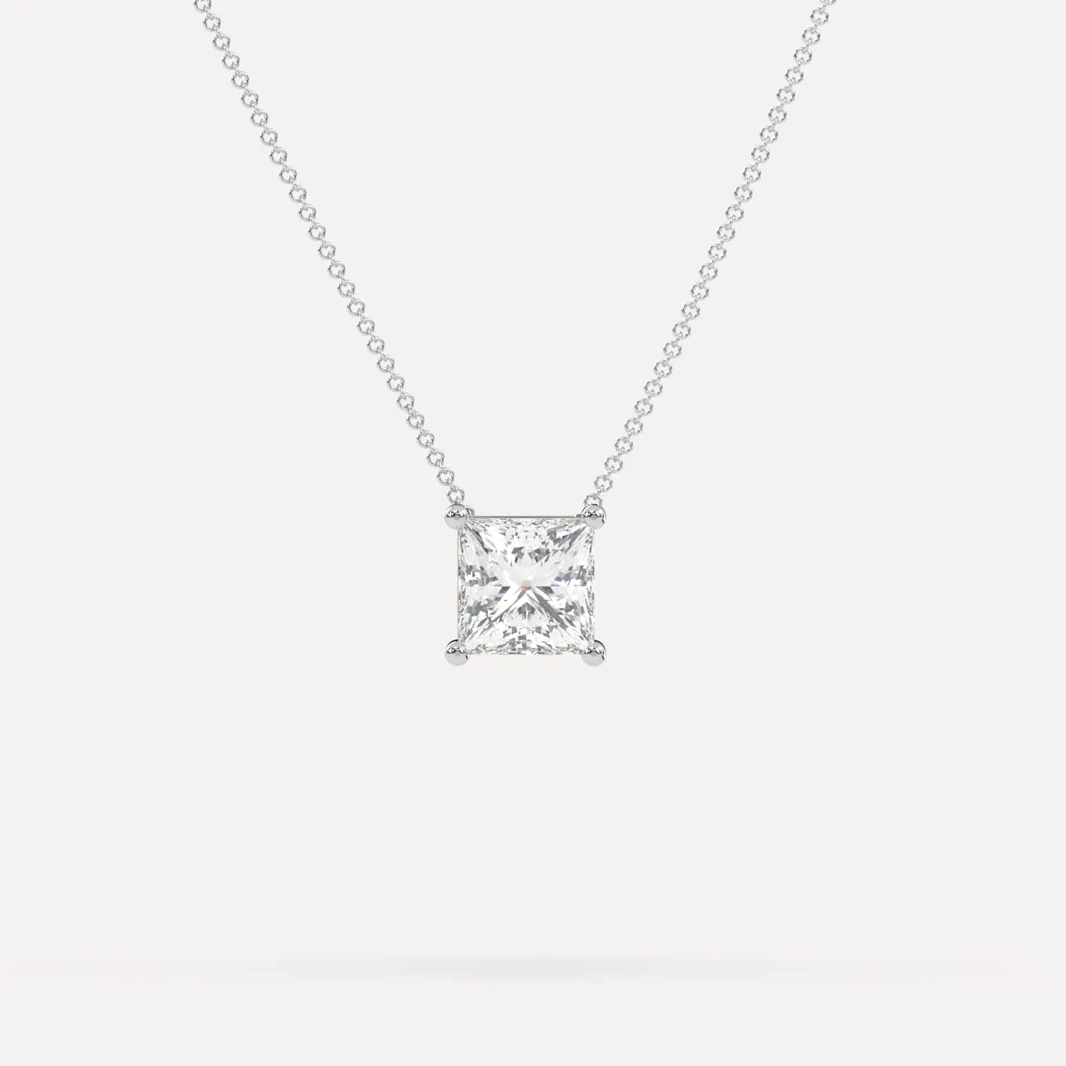 2 carat Princess Floating Diamond Necklace