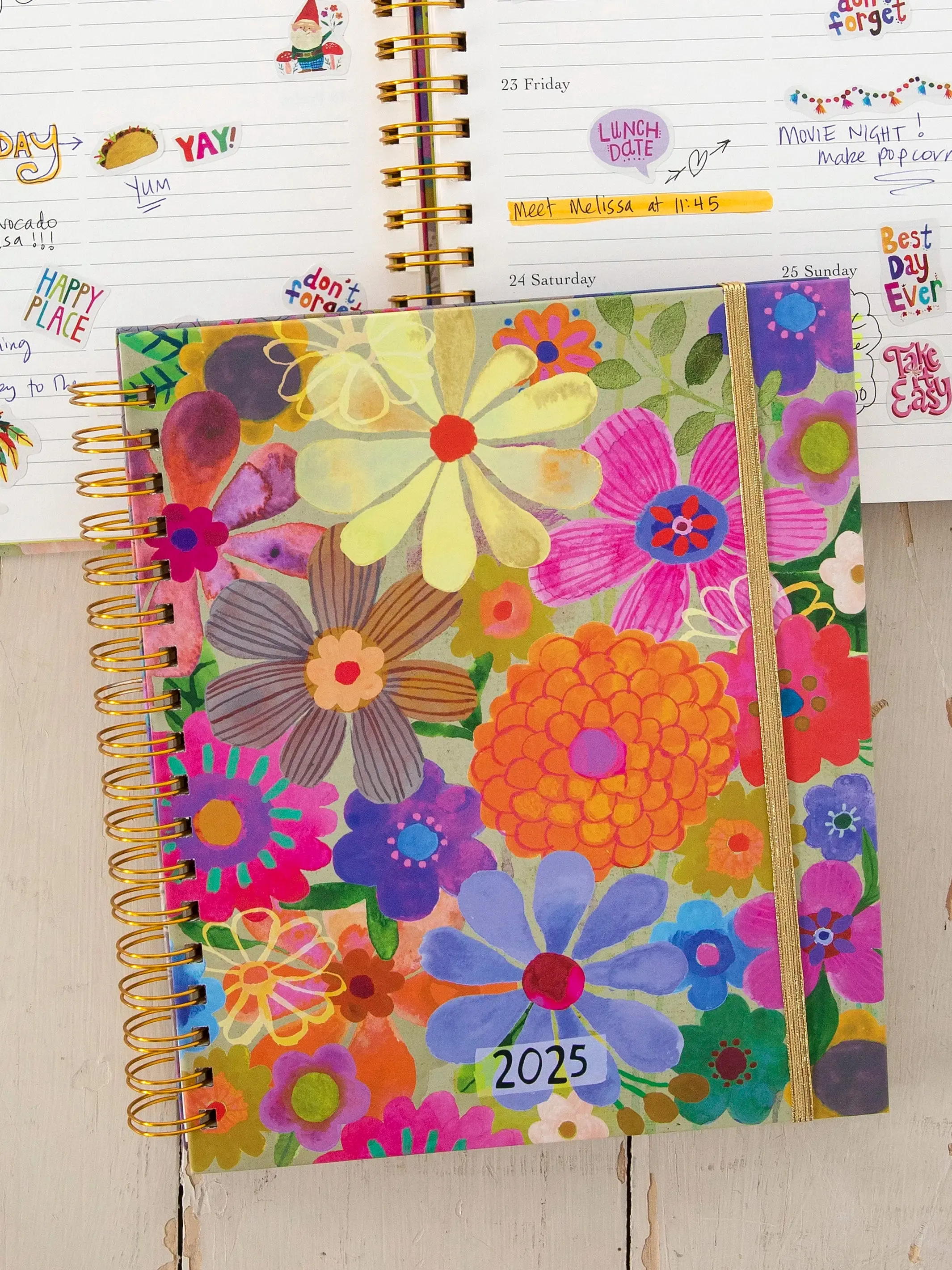 2024-25 17 Month Planner - Rainbow Flower Bouquet