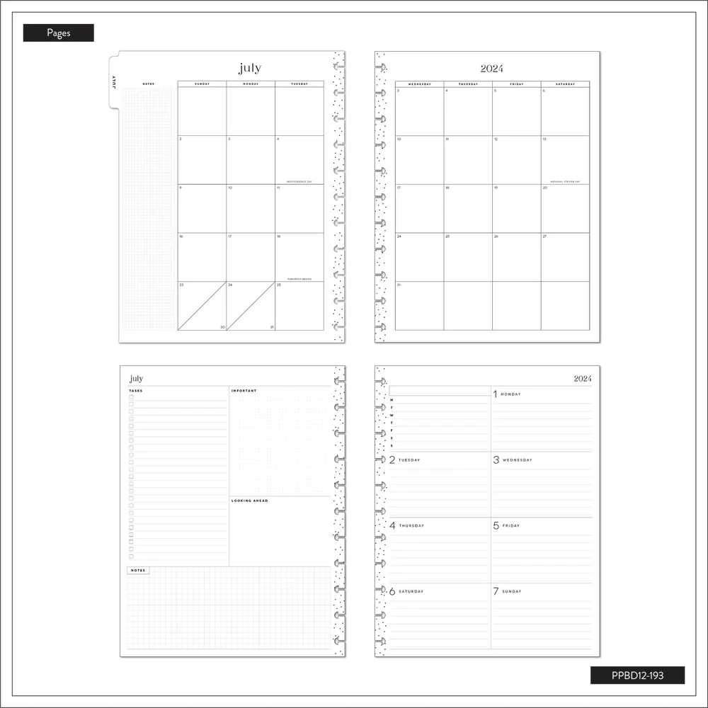 2024 Plants & Patterns Happy Planner - Big Dashboard Layout - 12 Months