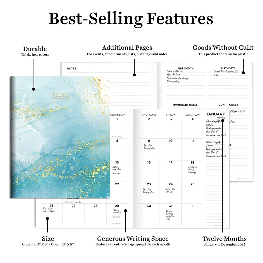 2025 Floating Blue Medium Monthly Planner