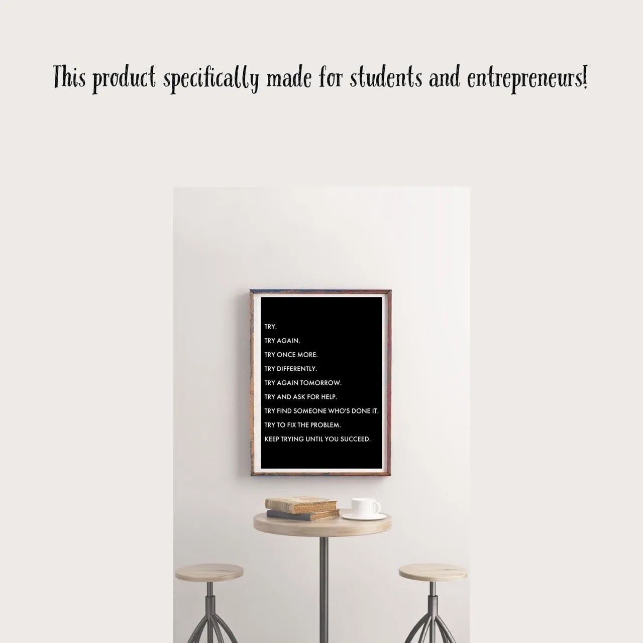 21st cen arts - motivational quote photos Frames for Students & Entrepreneurs-Perfect for Startups, and Home Offices -perfect gifted product- A4 Size, Easy-to-Hang, Uplift, Motivate, Succeed