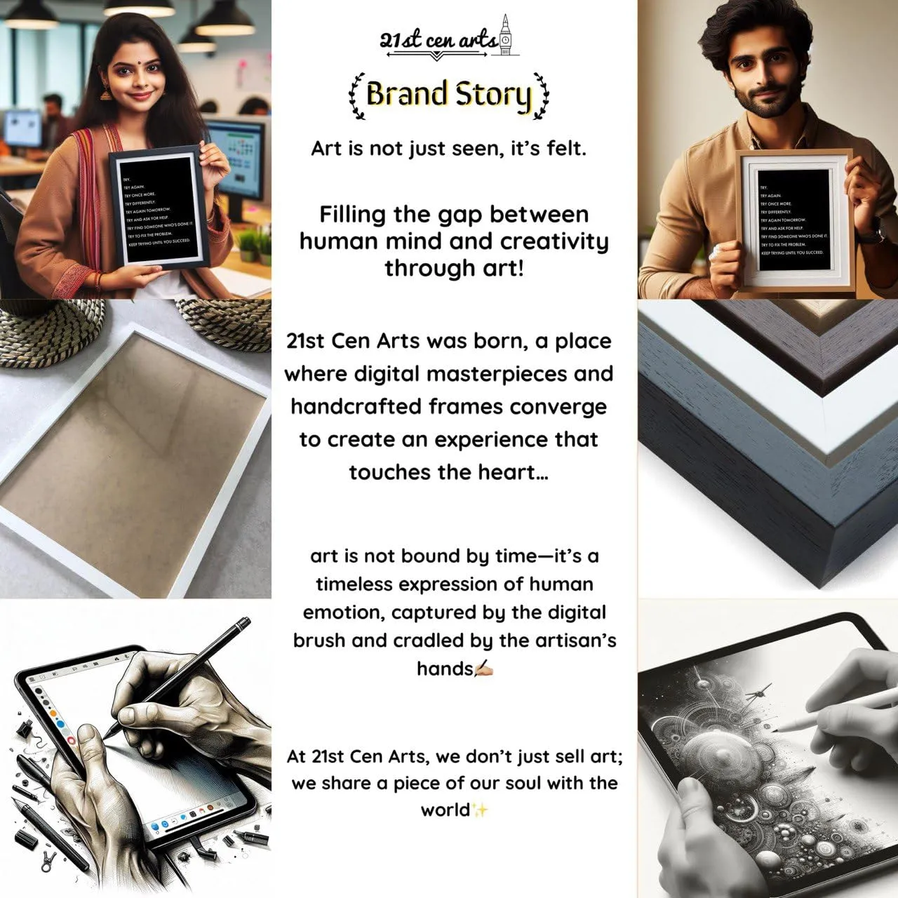 21st cen arts - motivational quote photos Frames for Students & Entrepreneurs-Perfect for Startups, and Home Offices -perfect gifted product- A4 Size, Easy-to-Hang, Uplift, Motivate, Succeed