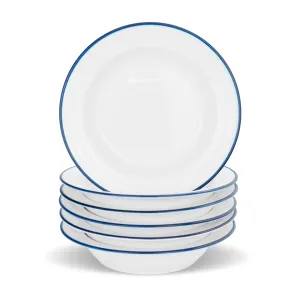 22cm Farmhouse White Porcelain Soup Bowls - Pack of Six - By Nicola Spring