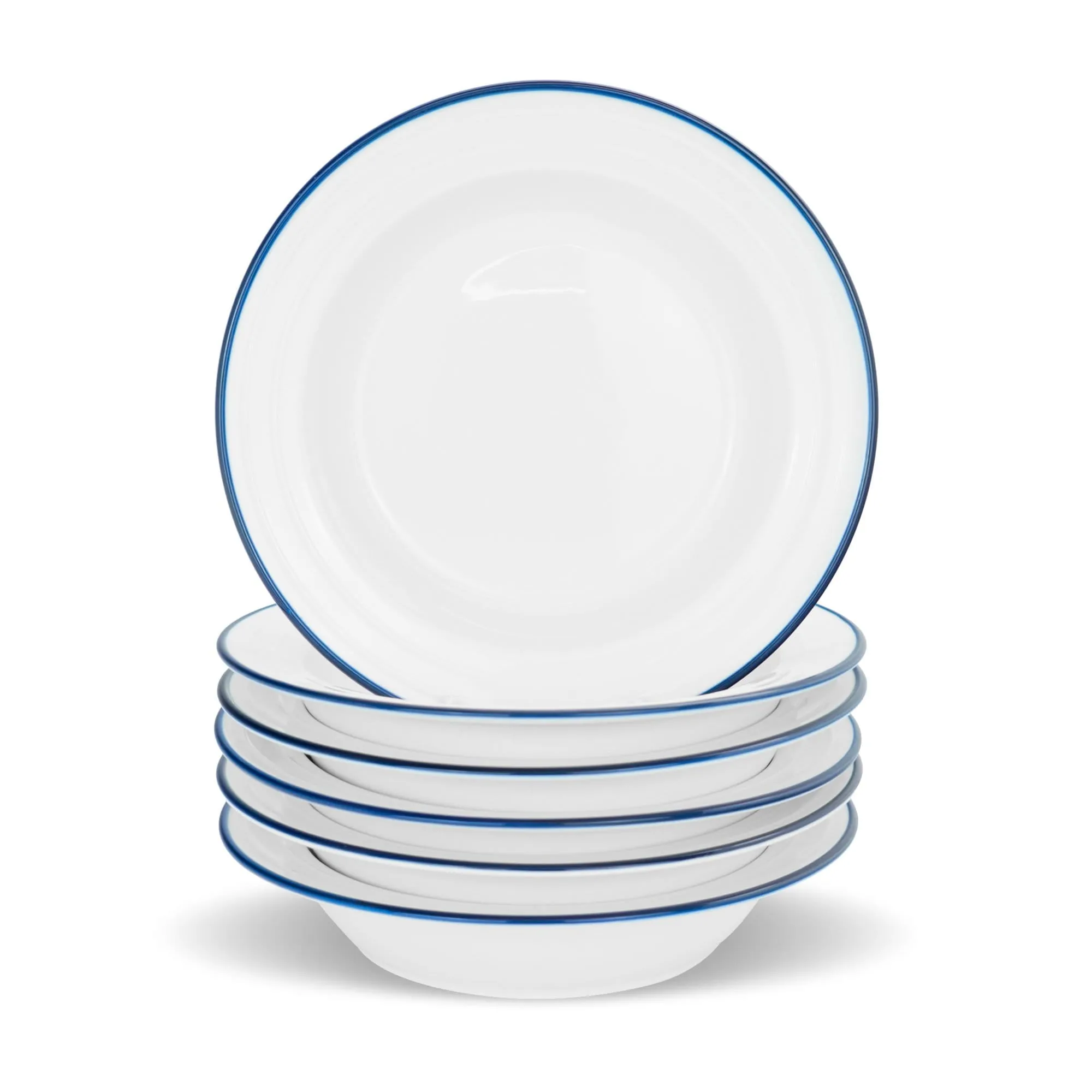 22cm Farmhouse White Porcelain Soup Bowls - Pack of Six - By Nicola Spring