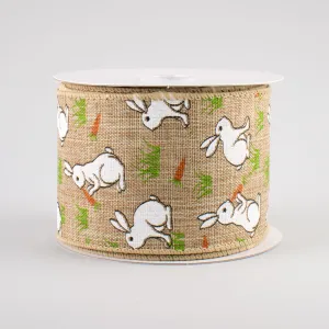 2.5" Bunny & Carrots Ribbon: Natural (10 Yards)