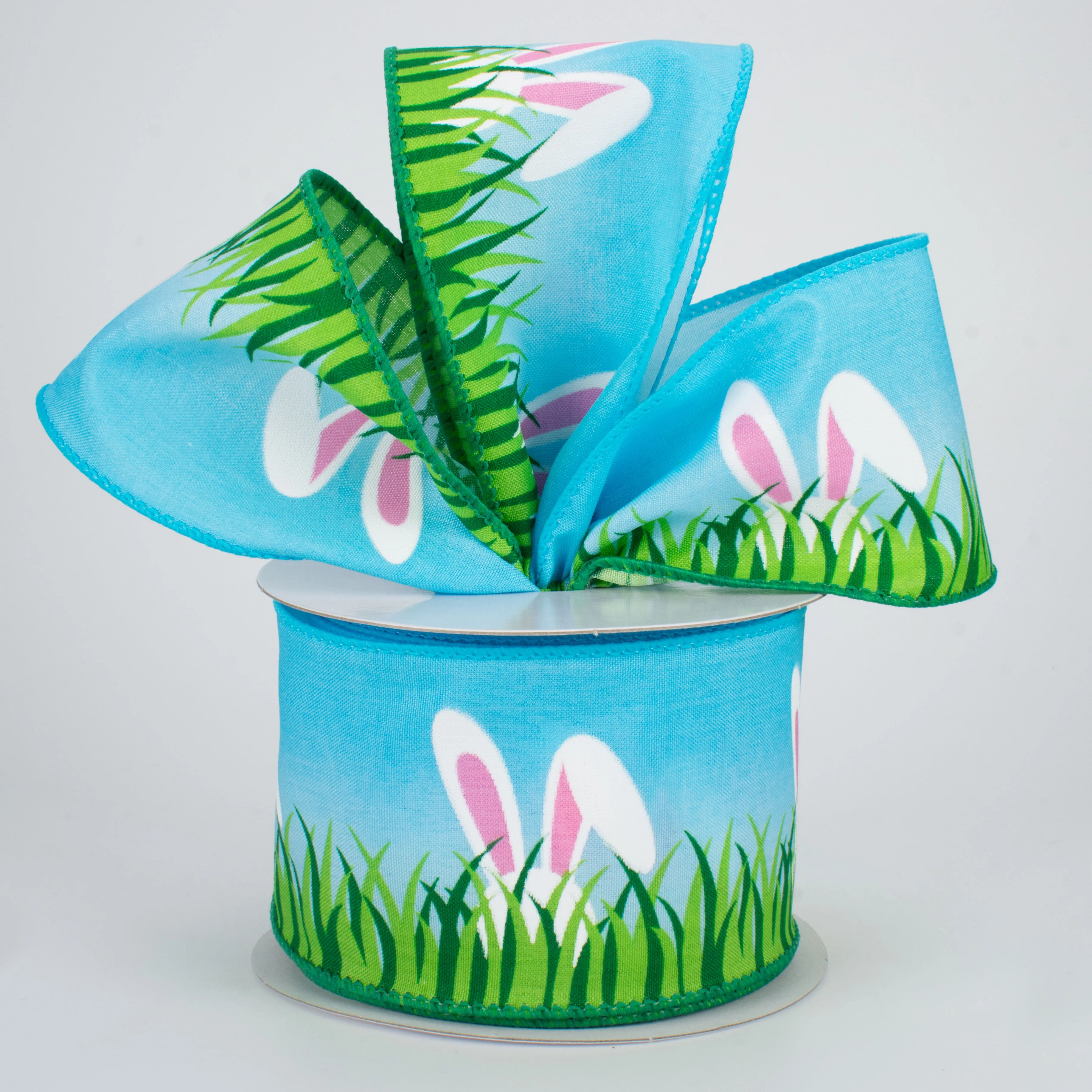 2.5" Easter Bunny Ears In Grass Ribbon (10 Yards)