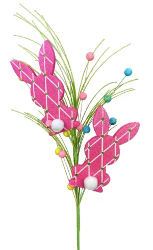 26" Pink Harlequin Bunny Spray