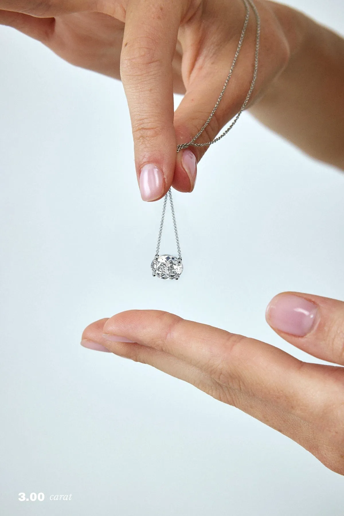 3 carat Oval Floating Diamond Necklace