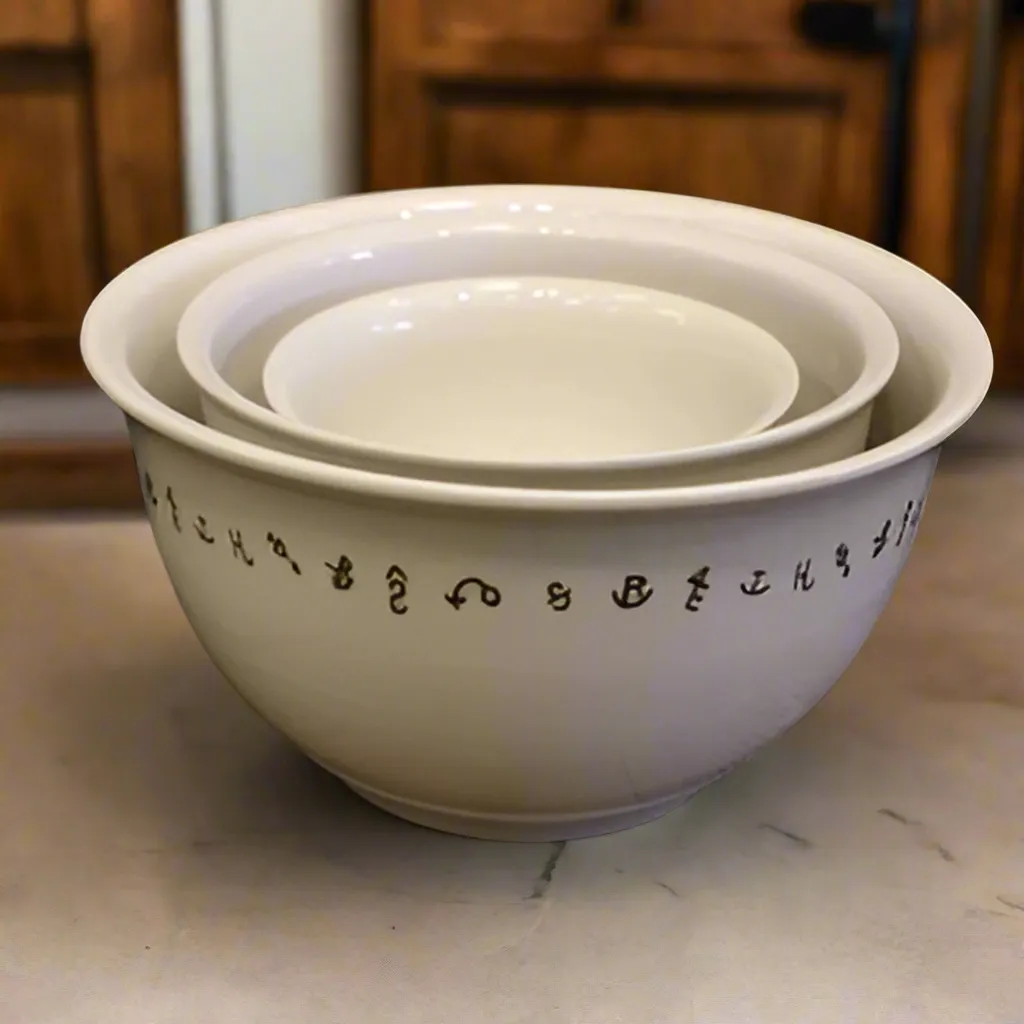 3 Piece Stoneware Mixing Bowls with Brands
