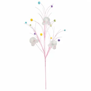 30" Metallic Easter Bunny Bottom Twig & Ball Spray: Pink