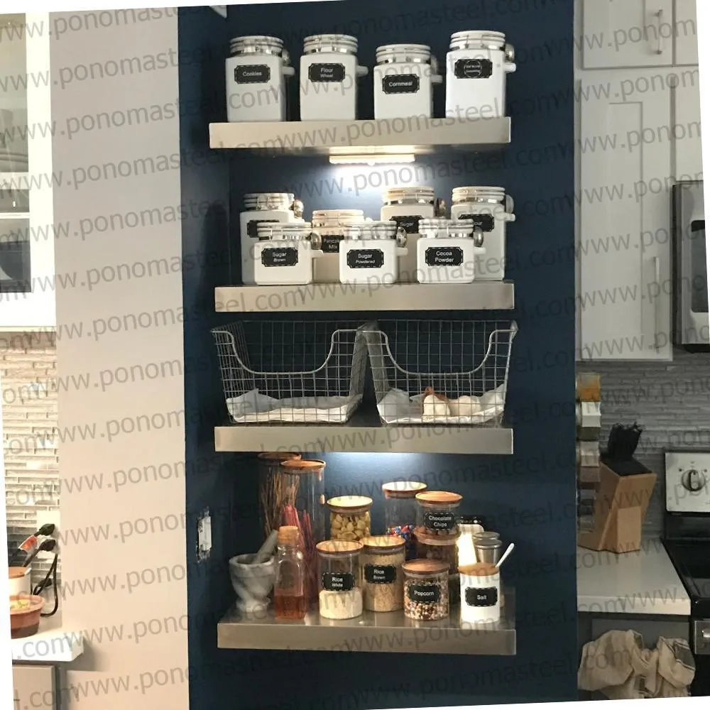30"x12"x2.0" (cm.76x30.5x5.1) brushed stainless steel floating shelf