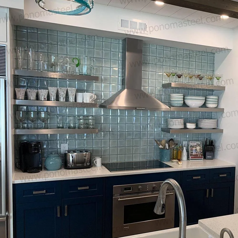 30"x12"x2.0" (cm.76x30.5x5.1) brushed stainless steel floating shelf
