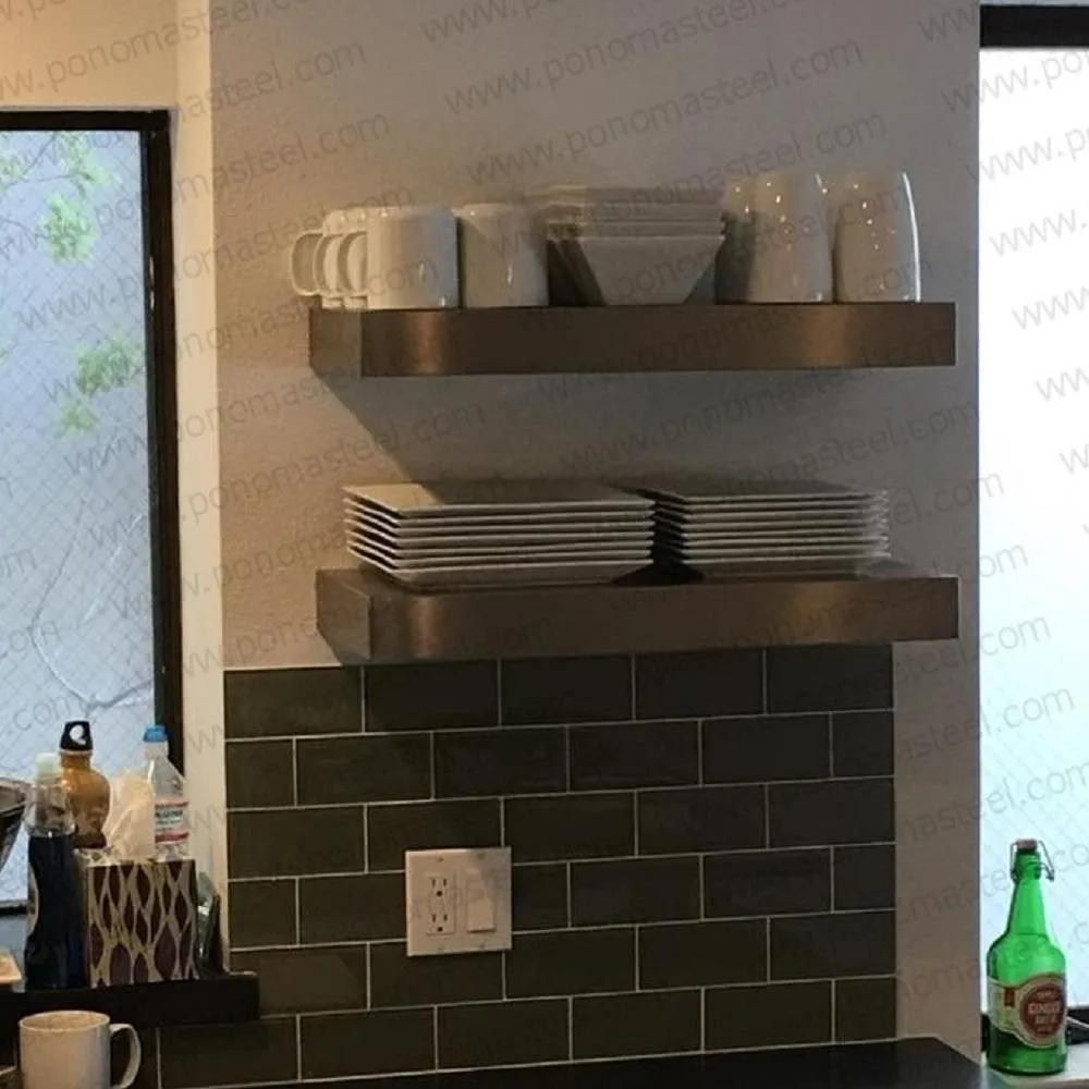 30"x12"x2.0" (cm.76x30.5x5.1) brushed stainless steel floating shelf