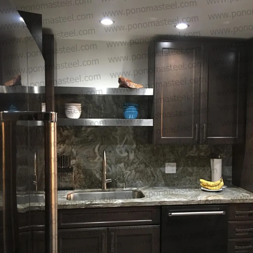30"x12"x2.0" (cm.76x30.5x5.1) brushed stainless steel floating shelf