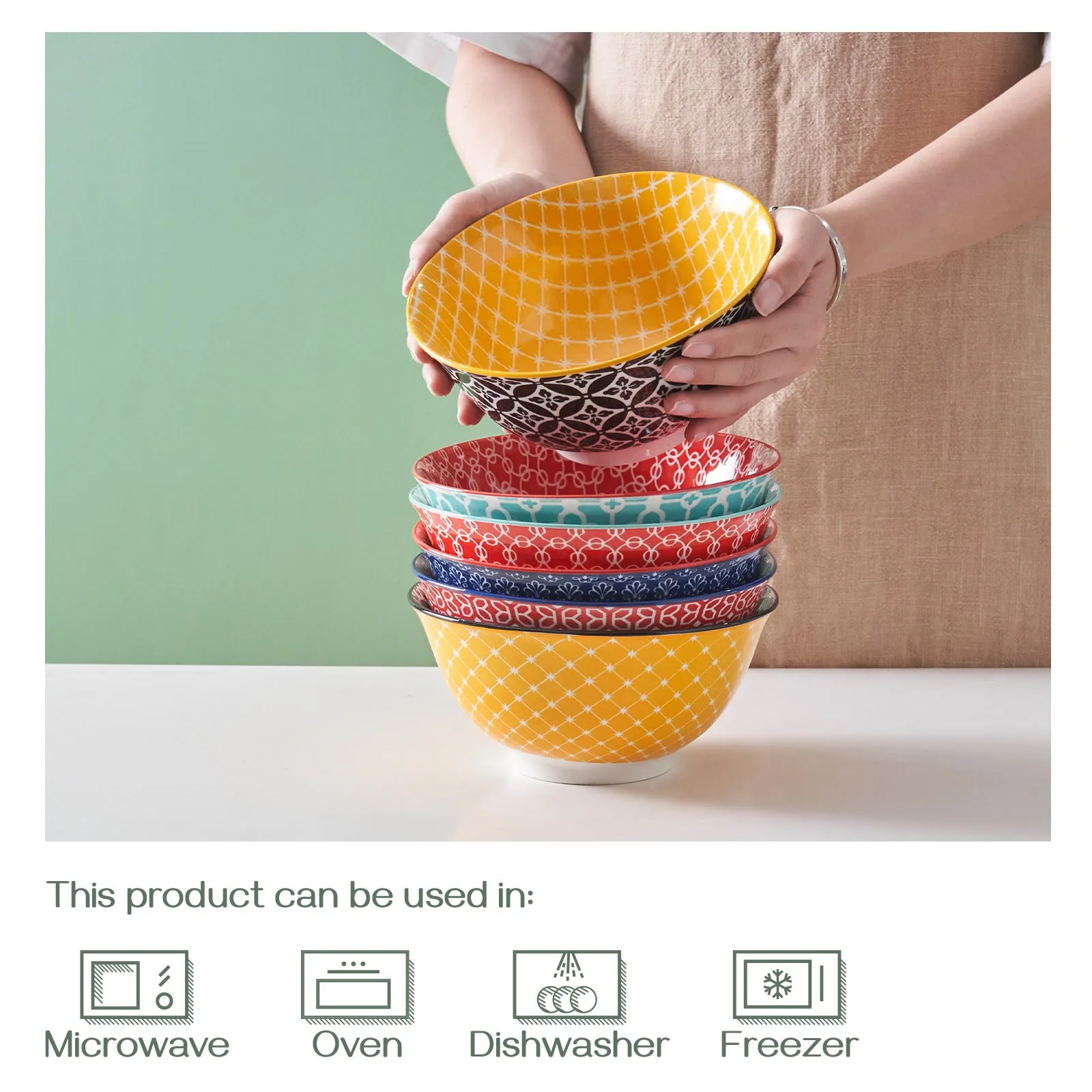 32 oz Ceramic Cereal Bowls - Set of 6