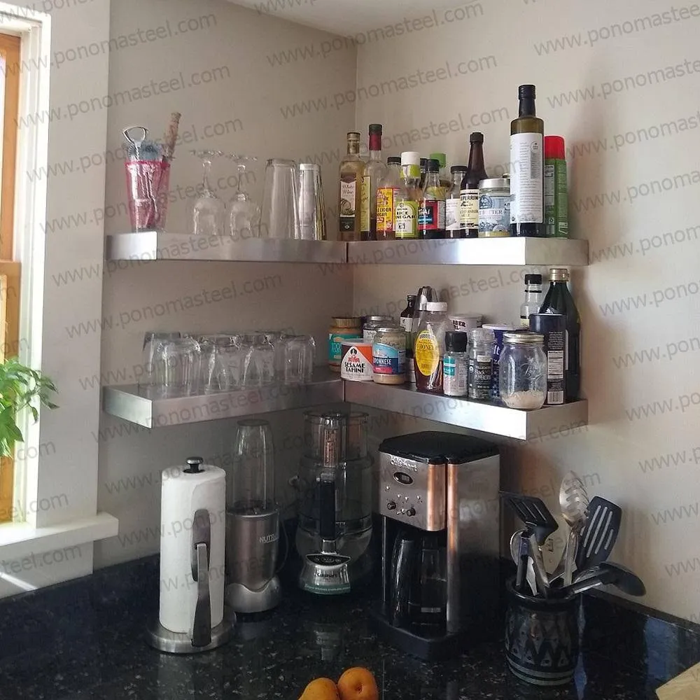 32"x8"x1.5" (cm.81.3x20.3x3.8) stainless steel floating shelf