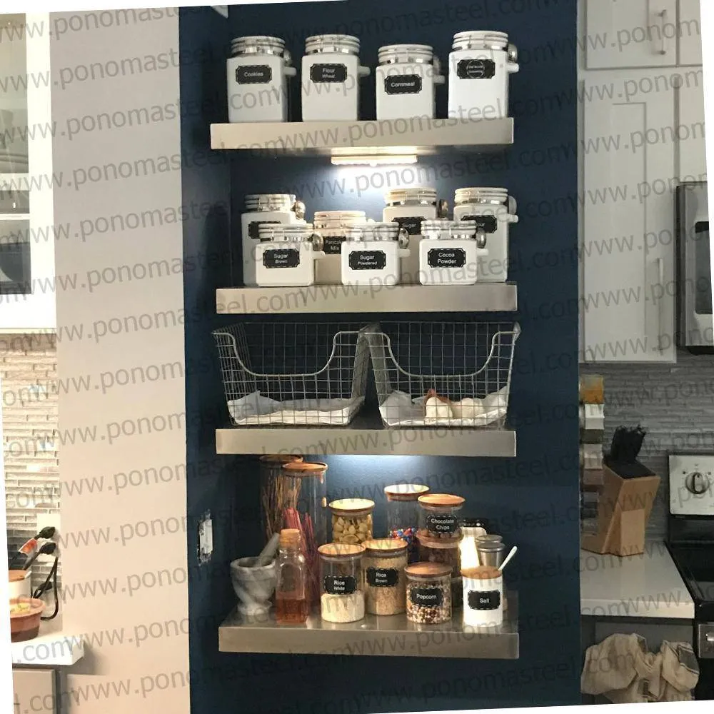 32"x8"x1.5" (cm.81.3x20.3x3.8) stainless steel floating shelf