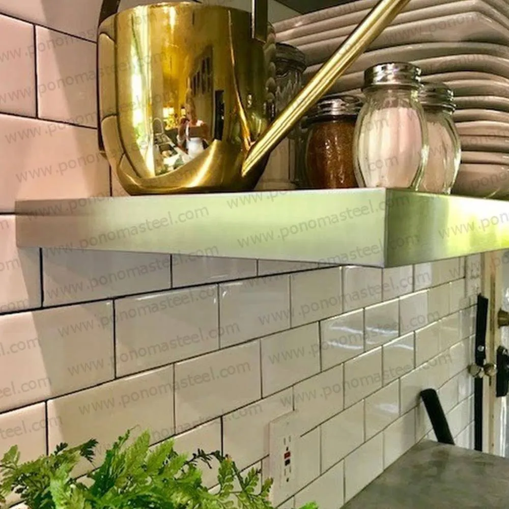 32"x8"x1.5" (cm.81.3x20.3x3.8) stainless steel floating shelf