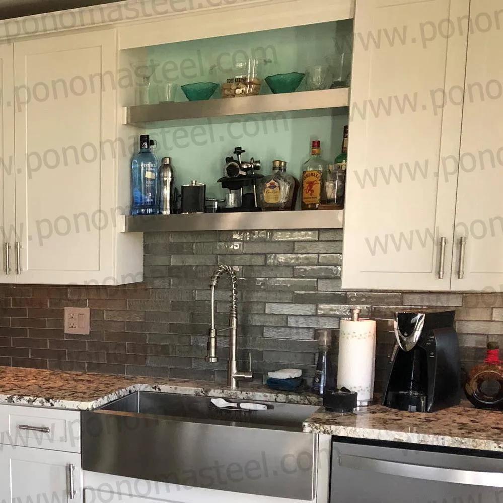 32"x8"x1.5" (cm.81.3x20.3x3.8) stainless steel floating shelf