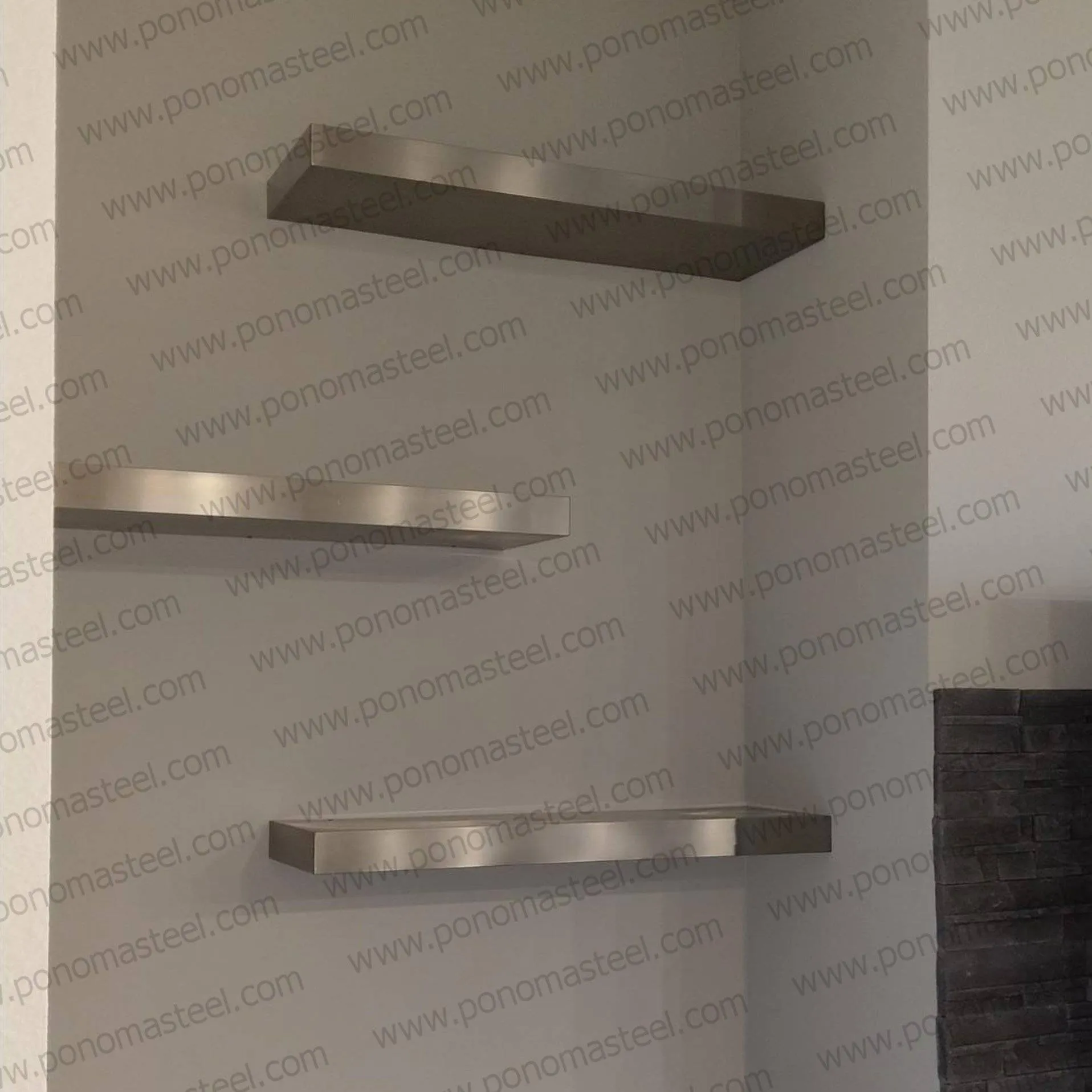 32"x8"x1.5" (cm.81.3x20.3x3.8) stainless steel floating shelf