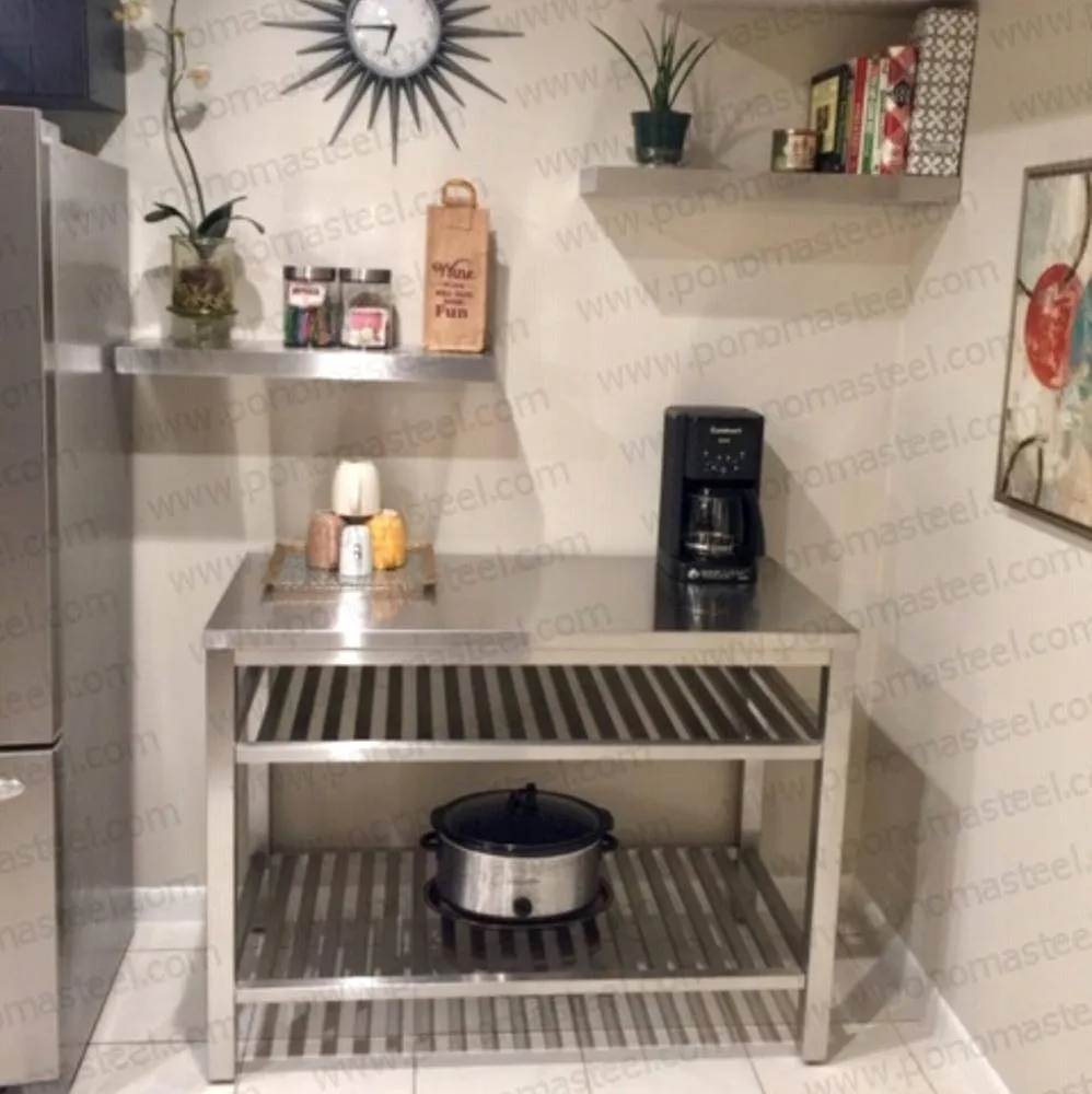 32"x8"x1.5" (cm.81.3x20.3x3.8) stainless steel floating shelf