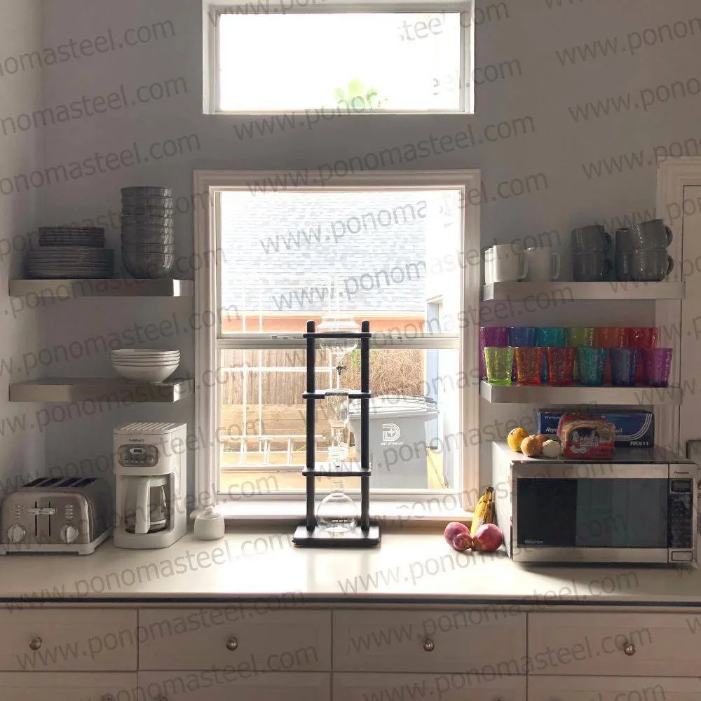 32"x8"x1.5" (cm.81.3x20.3x3.8) stainless steel floating shelf