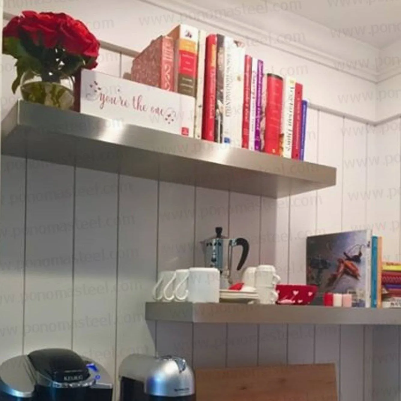 32"x8"x1.5" (cm.81.3x20.3x3.8) stainless steel floating shelf