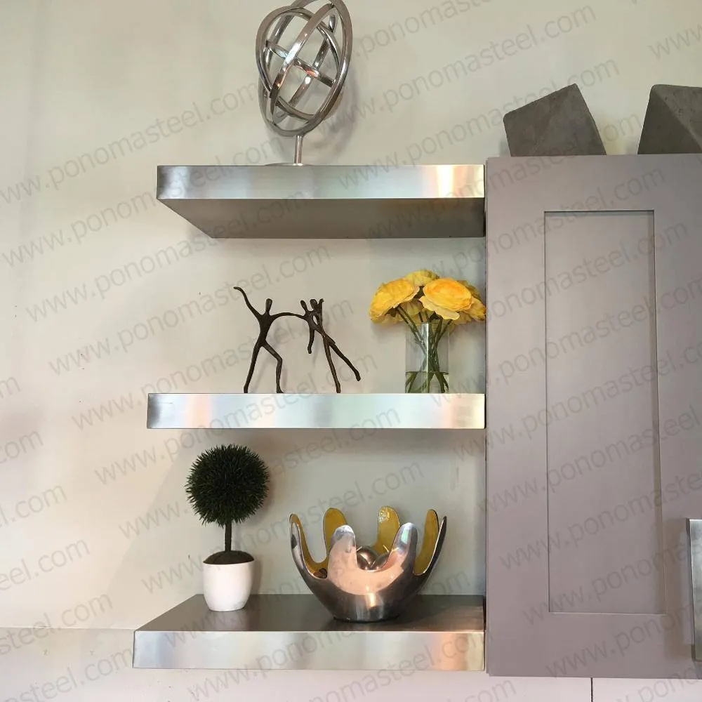 32"x8"x1.5" (cm.81.3x20.3x3.8) stainless steel floating shelf