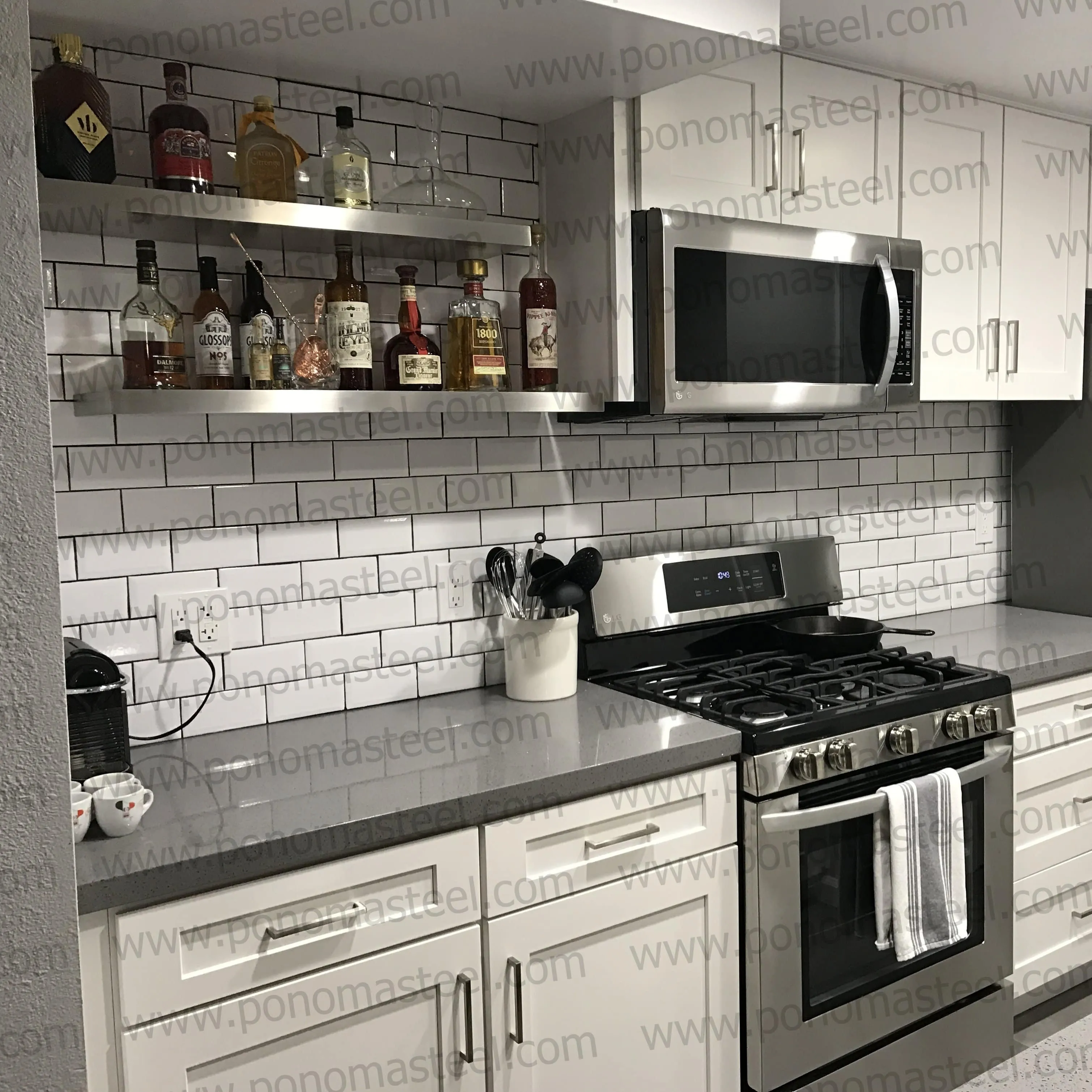 32"x8"x1.5" (cm.81.3x20.3x3.8) stainless steel floating shelf