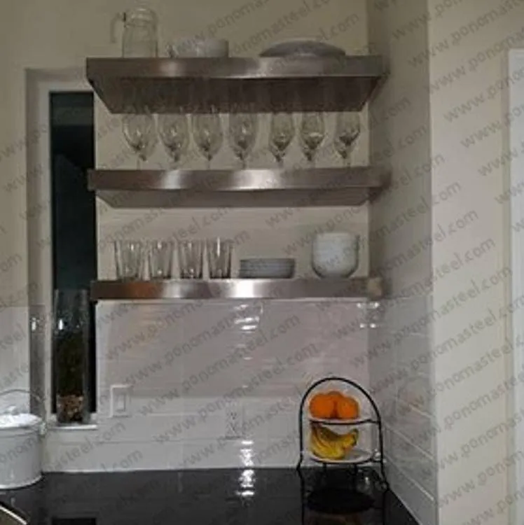32"x8"x1.5" (cm.81.3x20.3x3.8) stainless steel floating shelf
