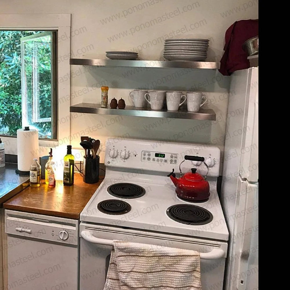 32"x8"x1.5" (cm.81.3x20.3x3.8) stainless steel floating shelf